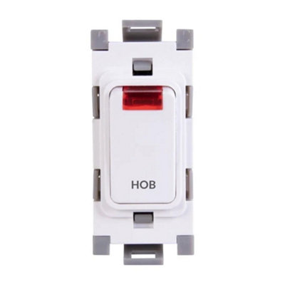 Deta G3572 Grid Switch 20 Amp Double Pole With Neon Marked Hob (White) from B&Q