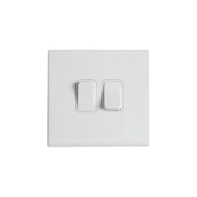 Deta 8602Whw Slimline Screwless 10A 2 Gang 2 Way Light Switch White from B&Q