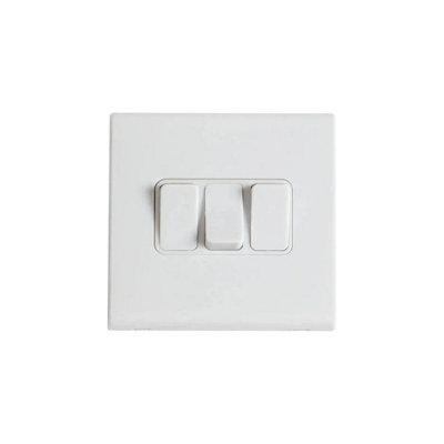 Deta 8603Whw Slimline Screwless 10A 3 Gang 2 Way Light Switch White from B&Q
