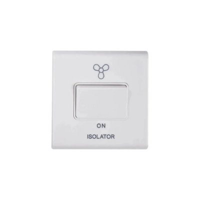 Deta 8607Whw Slimline Screwless 10A Triple Pole Fan Isolator Switch White from B&Q