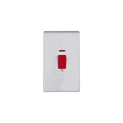Deta 8652Whw Slimline Screwless 50A Dp 2 Gang Vertical Switch With Neon White from B&Q