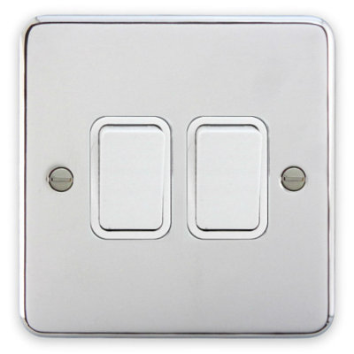 Deta 1904Chw Switch 2 Gang 2 Way 10A (Polished Chrome / Insert) Light/White