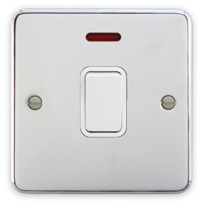 Deta 1934Chw 20A Double Pole Switch With Neon Indicator ( Polished Chrome / White Insert) from B&Q