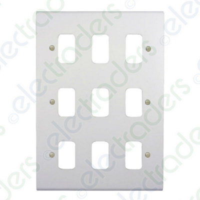Deta G3307 'slimline' Grid Front Plate 9 Gang White from B&Q