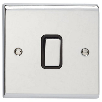 Deta Sd1246Chb Light Switch 10 Amp 1 Gang Intermediate Polished Chrome / Black Insert from B&Q