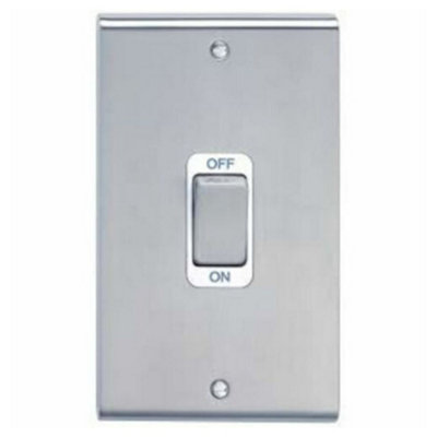 Deta Sd1301Scw Double Pole Switch 2 Gang45 Amp (Satin Chrome /white Insert) from B&Q