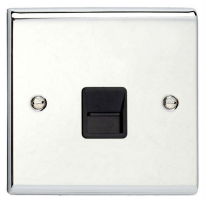 B&Q -  Sd1352Chb Telephone Socket 1 GangMaster (Polished Chrome / Black Insert)