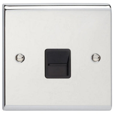 B&Q -  Sd1353Chb Telephone Socket 1 GangSecondary (Polished Chrome / Black Insert)