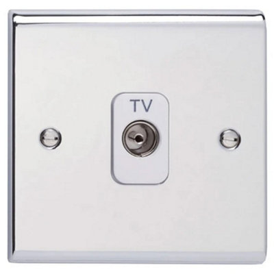 B&Q -  Sd1264Chw Slimline Décor Tv Aerial Co-Axial Socket Isolated 1 Gang (Polished Chrome / White Insert)