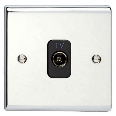 B&Q -  Sd1264Chb Tv Aerial Co-Axial Socket Isolated1 Gang (Polished Chrome / Black Insert)