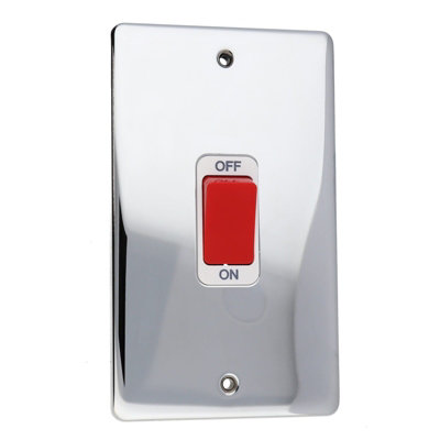 Deta Ve1301Chw Cooker Switch 50A Tall Double Pole Wall Faceplate Chrome from B&Q