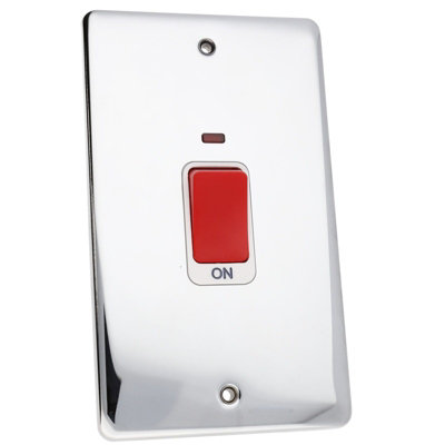 Deta Ve1301Pchw Cooker Switch With Neon 50A Tall Double Pole Faceplate Chrome from B&Q
