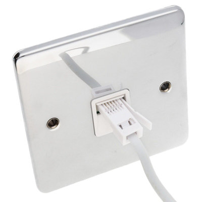 Deta Ve1353Chw Secondary Bt Telephone Socket Secondary Wall Faceplate Chrome White from B&Q