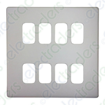 Deta G3386Ch Ultra Screwless Grid Cover Plate With Frame Polished Chrome8 Gang from B&Q