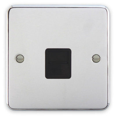 B&Q -  1962Chb Telephone Socket 1 Gang Extension Polished Chrome / Black Insert