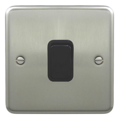 Deta 1946Scb Light Switch10 Amp Intermediate Satin Chrome / Black Insert from B&Q