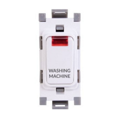 Deta G3574 Grid Switch 20 Amp Double Pole With Neon Marked 'washing Machine' (White) from B&Q