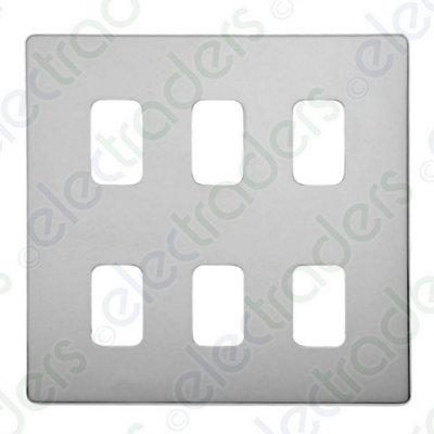 Deta G3375Ch Ultra Screwless Grid Cover Plate With Frame Polished Chrome6 Gang from B&Q