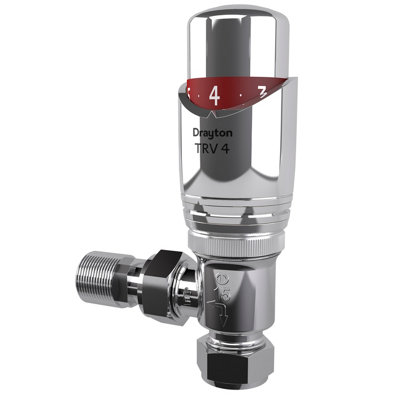 B&Q -  07 05 174 Polished Chrome Effect Angled Radiator Valve & Lockshield (Dia)15mm