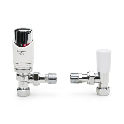Drayton 0705560 Trv4 Auto Balancing Trv & Lockshield Classic Thermostatic Radiator Valve White And Chrome from B&Q