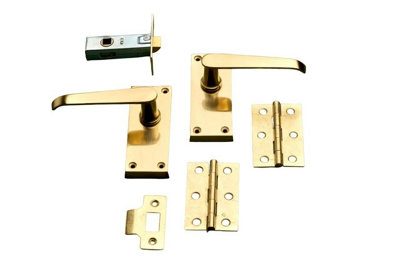 Victorian Straight Lever Short Door HandlePolished BrassComplete Door PackInternalDesigner Levers from B&Q