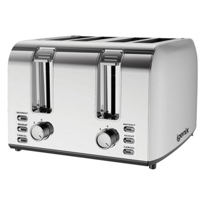 Igenix 1500W 4 Slice Toaster Stainless Steel, Igt0409Ss