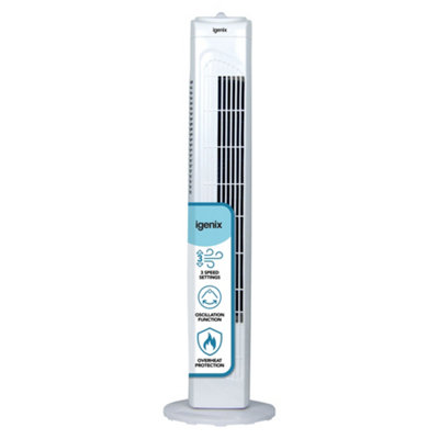 Igenix Df0030 Tower FanOscillating2 Hour Timer30 InchWhite from B&Q