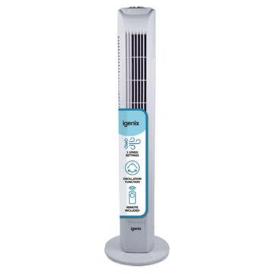 Igenix Df0035T Tower FanOscillating7.5 Hour Timer29 InchWhite from B&Q