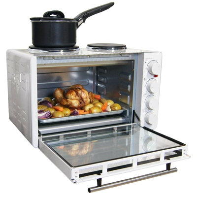 Igenix 30L Mini Oven and Grill with Double Hotplates - White - 1500W - Image 8