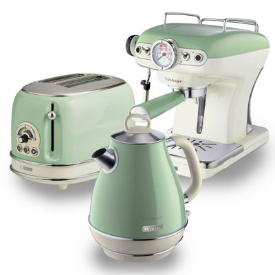 Ariete Arpk5 Vintage Retro Jug KettleToaster & Espresso Coffee Machine SetGreen from B&Q