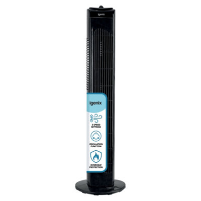 B&Q -  Df0029Bl Tower FanOscillating29 Inch3 Speed Settings With Auto Shut OffBlack