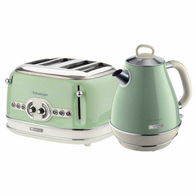 Ariete Arpk20 Vintage Retro Jug Kettle & 4 Slice Toaster SetGreen from B&Q
