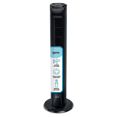 Igenix Df0035Tbl Tower FanOscillating7.5 Hour Timer29 InchBlack from B&Q