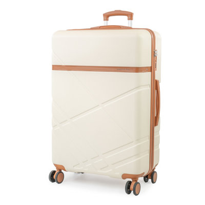 London Fog Eton Large Cream Hard Shell Suitcase8 Spinner Wheels And Tsa Lock from B&Q