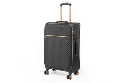 Gino Ferrari Biella Medium Black Soft Shell Suitcase - Ultra Lightweight