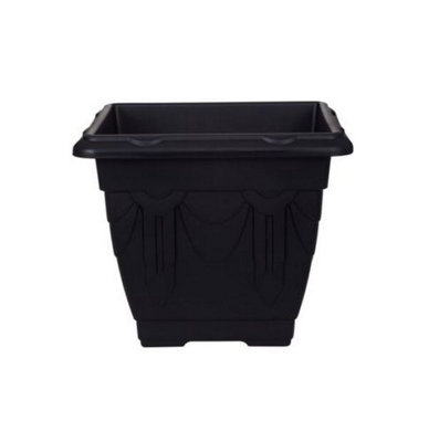 Whitefurze 22Cm Square Venetian Pot Decorative Plastic  Garden Flower Planter Black from B&Q