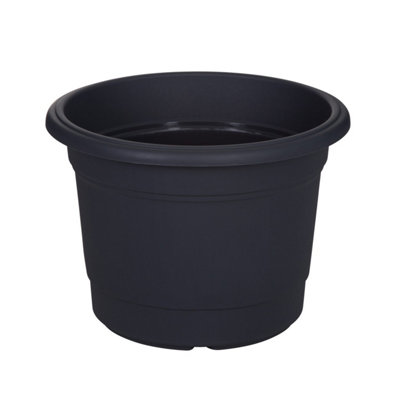 Planter Pot Round Plastic Gunmetal Grey Garden Indoor Outdoor Flower Plant 35Cm from B&Q