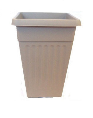 42cm Tall Basic Planter Athens Traditional Taupe Cream Square Pot Garden Plants - Image 4