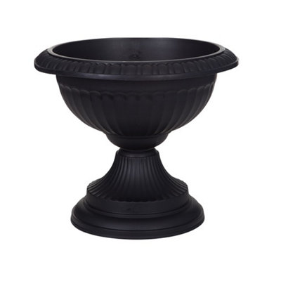 Whitefurze 42Cm Grecian Plastic Urn Garden Patio Planter Plant Pot BowlBlack from B&Q