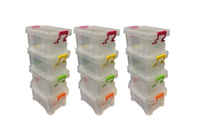 Whitefurze Set Of 12 X 0.2L Mini Clip Top Allstore Stackable Storage Boxes Office Organiser from B&Q