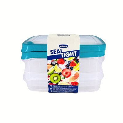 Whitefurze Seal Tight Plastic 1.3L & 2L Rectangular Food Storage ContainerPack Of 2 from B&Q