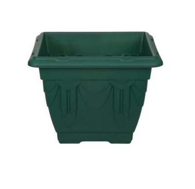 Whitefurze 22Cm Square Venetian Pot Decorative Plastic  Garden Flower Planter Green from B&Q
