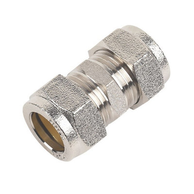 Plumbright Compression Straight Coupler 15mm Chrome Plated G31015Cp from B&Q