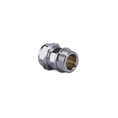 Plumbright Compression Straight Coupler Male 15mm X 1/2" Chrome Plated G31115Cp from B&Q
