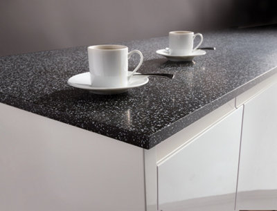 Carysil MetisBlack 15mm Solid Surface Kitchen Worktop 3050mm X 620mm X 15mm from B&Q