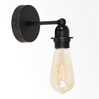 Valuelights Cambourne Black Indoor Wall Light And E27 Pear Led 4W Warm White 2700K Bulb from B&Q