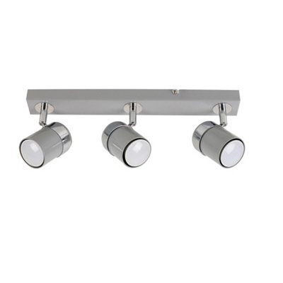 B&Q -  Rosie Grey Ceiling Bar Spotlight And Gu10 Spotlight Led 5W Warm White 3000K Bulbs