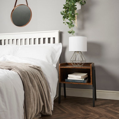 Valuelights Angus 2 X Chrome Metal Basket Cage Bed Side Table Lamps With White Fabric Shades And Led Golfball Bulbs In Warm White from B&Q