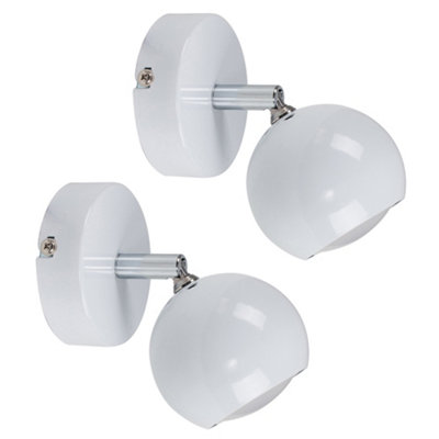 Valuelights Pair Of Modern Single Eyeball Wall Spotlights In Gloss White Finish from B&Q