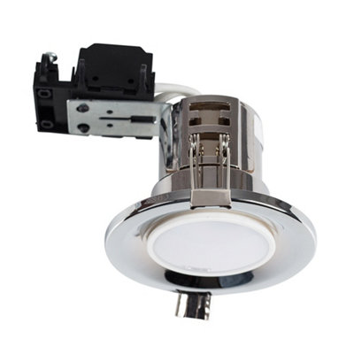 Valuelights Modern Fire Rated Polished Chrome Gu10 Recessed Ceiling Downlight/spotlightIncludes 5W Led Bulb 6500K Cool White from B&Q